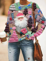 Weihnachtspullover – locker sitzender, schöner gestrickter weihnachtspullover für damen – Khaki