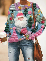 Weihnachtspullover – locker sitzender, schöner gestrickter weihnachtspullover für damen – Hellblau