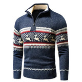 Weihnachtsstrickjacke - stehkragen - strickjacke weihnachtspullover – Blau
