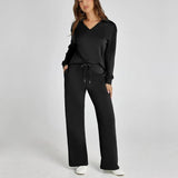 Weites Loungewear-Set Mit Weitem Bein - Joleen – Schwarz