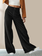 Frieda | Weite Bein Stoffhose – Schwarz