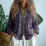 Ronja | Bestickte Bluse mit Blumenmotiven – Lila