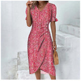 Damen-Knopfkleid - Elegant, bequem und vielseitig – Rosa