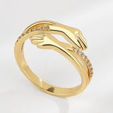 Verstellbarer Umarmungsring mit Zirkonia in Gold und Silber – Gold