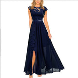 Lyricelle – Elegantes Chiffon-Maxikleid – Marineblau