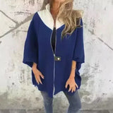 Georgia Flair™ Mantel mit kontrastierendem Kragen und lockerer Passform / Urbane Eleganz in ihrer authentischsten Form! – Blau