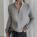 Mathilde™-Pullover aus Zopfstrick mit Hohem Kragen  / Das Must-Have für Winterliche Looks mit Präsenz! – Grau