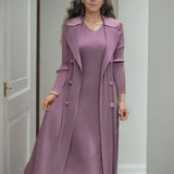 Valena™-Kleid mit Schicker, überlagerter Langjacke / Für Stilbewusste Frauen, die Wert auf Stil, Funktionalität und Ausstrahlung Legen! – Lila