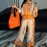 Saori™ Set aus Satiniertem Sportstoff / Ein Kultureller und Zeitgemäßer Touch Für Frauen Mit Einem Leichten und Authentischen Stil! – Orange