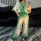 Saori™ Set aus Satiniertem Sportstoff / Ein Kultureller und Zeitgemäßer Touch Für Frauen Mit Einem Leichten und Authentischen Stil! – Grün
