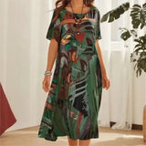 Kunstgalerie™ Kleid mit zeitgenössischem abstraktem Print / Der Stil, der Sie in ein Kunstwerk verwandelt! – Grün