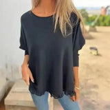 [🔥2 ZUM PREIS VON 1🔥] Giulia™ Oberteil aus hochwertigem, weichem Fleece mit Fledermausärme und Spitzenbesatz am Saum / Eleganter Komfort mit femininer Note! – Schwarz / Grau