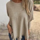 [🔥2 ZUM PREIS VON 1🔥] Giulia™ Oberteil aus hochwertigem, weichem Fleece mit Fledermausärme und Spitzenbesatz am Saum / Eleganter Komfort mit femininer Note! – Khaki / Braun