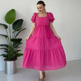 Bella™-Kleid aus strukturierter Viskose mit Prinzessinnenärmeln / Leichtigkeit, Charme und Feminität in jeder Bewegung – Pink