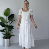 Bella™-Kleid aus strukturierter Viskose mit Prinzessinnenärmeln / Leichtigkeit, Charme und Feminität in jeder Bewegung – Weiß