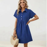 Kleid Hildegard™ aus Hochwertigem Strukturiertem Strick / Klassische Geometrische Struktur und Feminine Haltung! – Blau