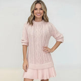 Wien Classic™ Kleid aus handgefertigtem Strick mit leichten Falten / Eleganz und Klasse in perfekter Harmonie! – Pink