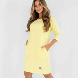 Daily™-Kleid aus Comfort-Strick mit 3/4-Ärmeln / Das elegante Basic, das die Figur vorteilhaft betont, ohne einzuengen! – Gelb