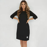Daily™-Kleid aus Comfort-Strick mit 3/4-Ärmeln / Das elegante Basic, das die Figur vorteilhaft betont, ohne einzuengen! – Schwarz