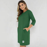 Daily™-Kleid aus Comfort-Strick mit 3/4-Ärmeln / Das elegante Basic, das die Figur vorteilhaft betont, ohne einzuengen! – Grün