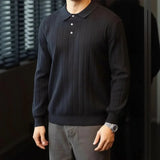 Valenor™ Polohemd aus gerippter Premium-Viskose / Souveräne Eleganz für Männer mit Ausstrahlung – Schwarz
