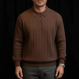 Valenor™ Polohemd aus gerippter Premium-Viskose / Souveräne Eleganz für Männer mit Ausstrahlung – Braun