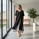 Premium Viskose Miami™ Kleid mit Stilvollem Seitenschlitz – Schwarz