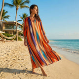 Kamelie™ Viskose-Maxikleid mit tiefem V-Ausschnitt – Orange