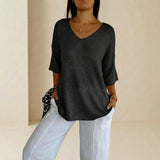 Carmim™ Bluse aus weichem Strick mit strukturierter Masche – Schwarz