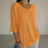 Carmim™ Bluse aus weichem Strick mit strukturierter Masche – Orange