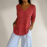 Carmim™ Bluse aus weichem Strick mit strukturierter Masche – Rot