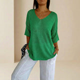 Carmim™ Bluse aus weichem Strick mit strukturierter Masche – Grün