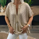 Dubai™ Bluse aus Premium-Viskose mit Pailletten-Details – Gold