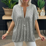Dubai™ Bluse aus Premium-Viskose mit Pailletten-Details – Silber