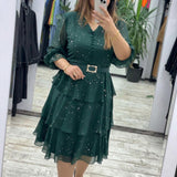 Valencia™ Kleid mit Stufenrock und dezentem Punkte-Muster – Grün