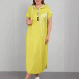 Lidia™ Kleid mit Kapuze und zeitgenössischem Signature-Print – Gelb