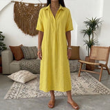 Bianca™ Kleid mit Klassischem Kragen und Knöpfen Vorne – Gelb