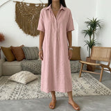 Bianca™ Kleid mit Klassischem Kragen und Knöpfen Vorne – Hellrosa