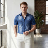 Vittorio™ Slim Fit Denim-Hemd mit Premium-Waschung – Blau