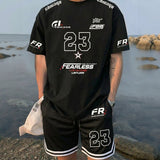 Magnus™ Set mit Jersey-T-Shirt und Shorts, sportlich & vom Motorsport inspiriert – Schwarz