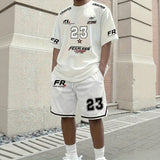 Magnus™ Set mit Jersey-T-Shirt und Shorts, sportlich & vom Motorsport inspiriert – Weiß
