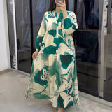 Marrakesch™ Maxi-Kleid mit künstlerischen Prints und Puffärmeln – Grün