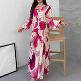 Marrakesch™ Maxi-Kleid mit künstlerischen Prints und Puffärmeln – Rosa