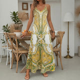 Aruba™ Maxi-Kleid mit ornamentalem Print und feinen Trägern – Gelb