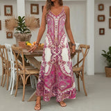 Aruba™ Maxi-Kleid mit ornamentalem Print und feinen Trägern – Rosa