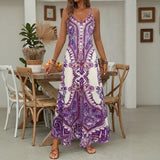 Aruba™ Maxi-Kleid mit ornamentalem Print und feinen Trägern – Lila