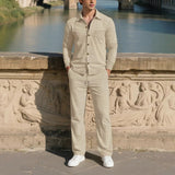 Monte Carlo™ Set mit leichter Textur und Hose mit verstellbarem elastischem Bund – Beige
