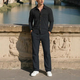 Monte Carlo™ Set mit leichter Textur und Hose mit verstellbarem elastischem Bund – Schwarz