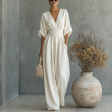 Granada™-Jumpsuit mit Taillengürtel und modernem Design – Weiß