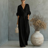 Granada™-Jumpsuit mit Taillengürtel und modernem Design – Schwarz
